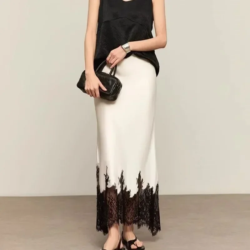 Summer Clothing Trends 2025 - Fairy Lace-Trim Midi Skirt High Elegant