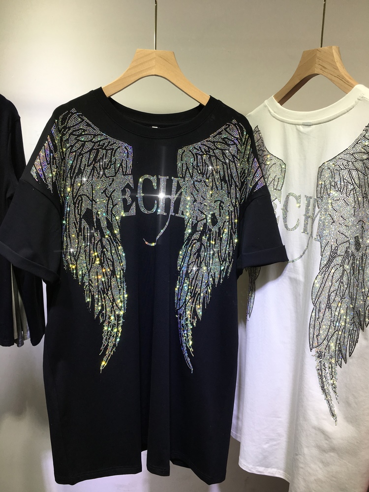 L-4XL Oversize Rhinestone Ange - Summer Clothing Brands For Women review and price