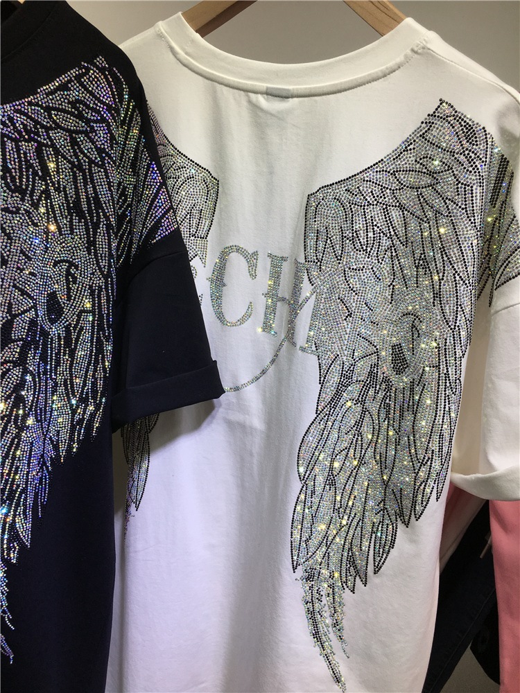 L-4XL Oversize Rhinestone Ange - Summer Clothing Brands For Women review and price