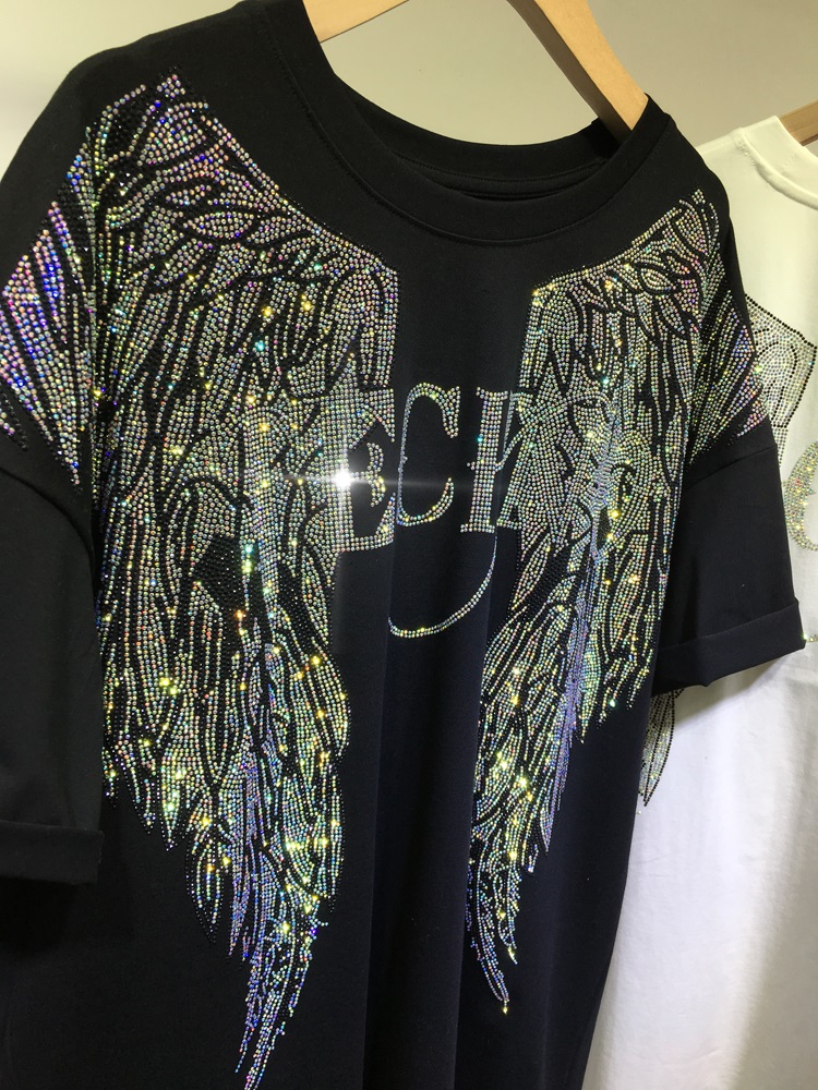L-4XL Oversize Rhinestone Ange - Summer Clothing Brands For Women review and price