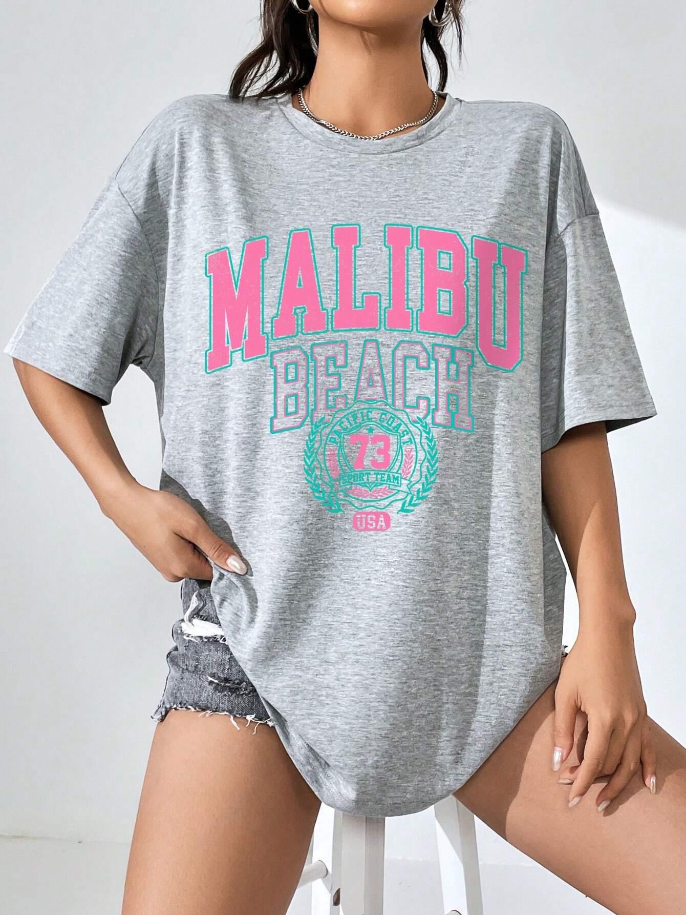 Malibu Beach Letter Print Prin - Summer Clothing Brands For Women review and price