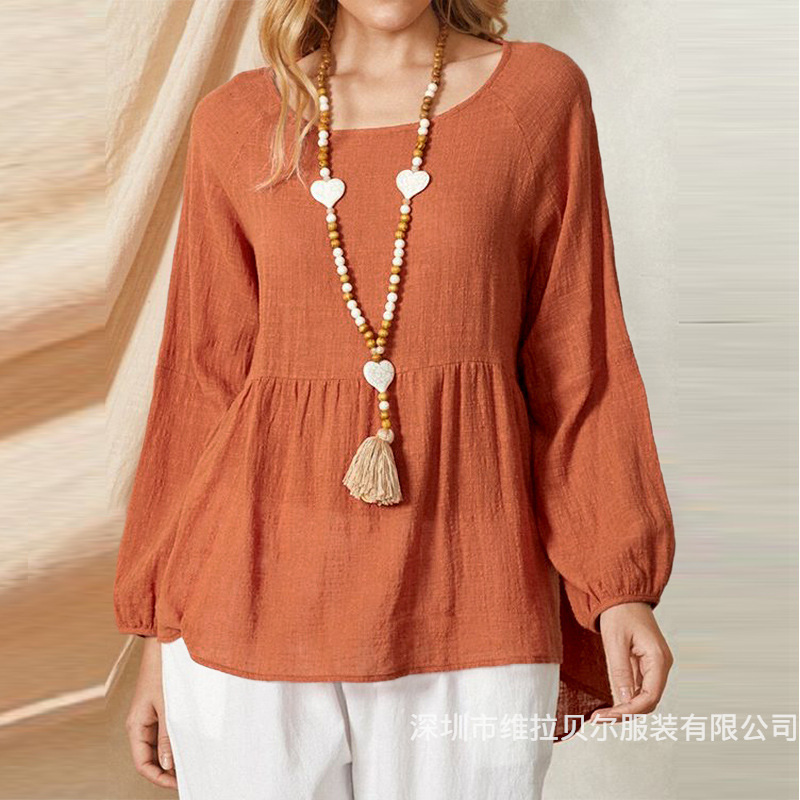 Loose Cotton Linen Long Sleeve - Summer Clothing Brands For Women review and price