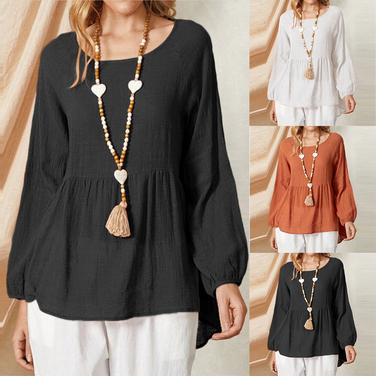 Loose Cotton Linen Long Sleeve - Summer Clothing Brands For Women review and price