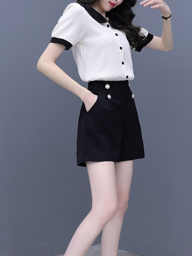 Contrast Color Button Short Se - Summer Clothing Trends 2025 review and price