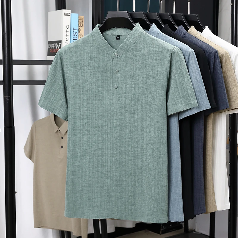Mens Mandarin Collar Half Plac - Summer Clothing Trends review and price