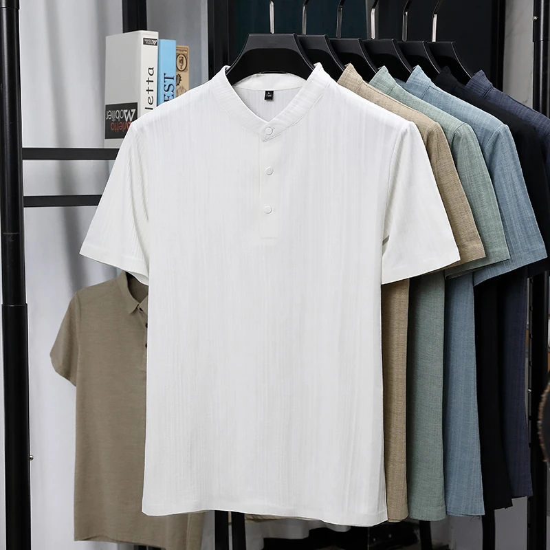 Mens Mandarin Collar Half Plac - Summer Clothing Trends review and price