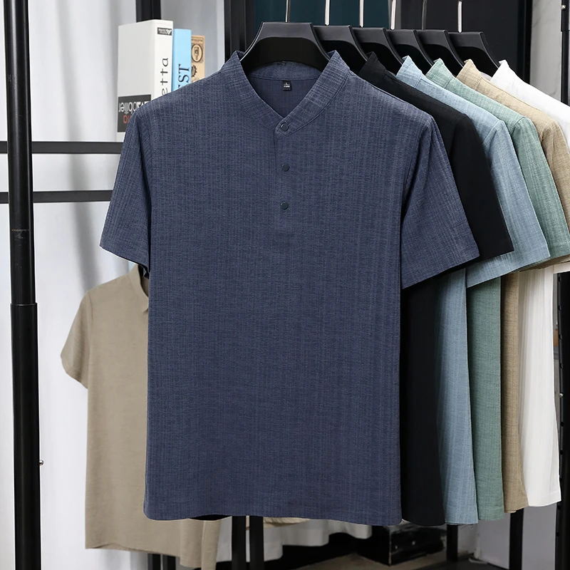 Mens Mandarin Collar Half Plac - Summer Clothing Trends review and price