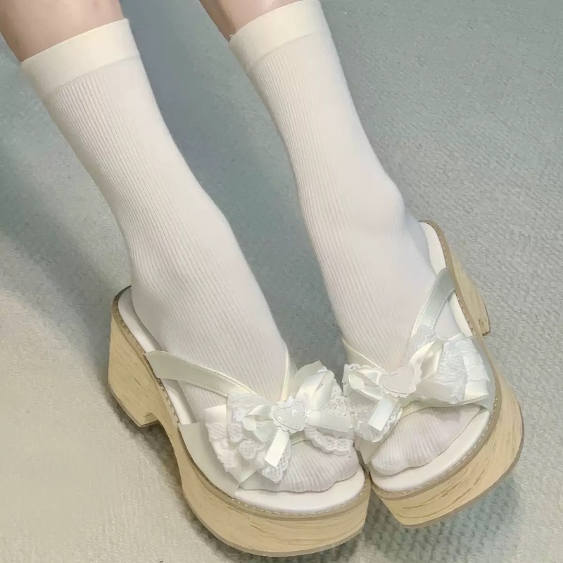 Sweet Bow Wood Grain Thick Bot - Summer Clothing For Petite Women review and price