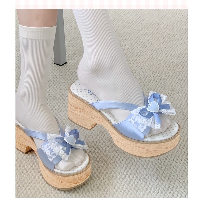 Sweet Bow Wood Grain Thick Bot - Summer Clothing For Petite Women review and price