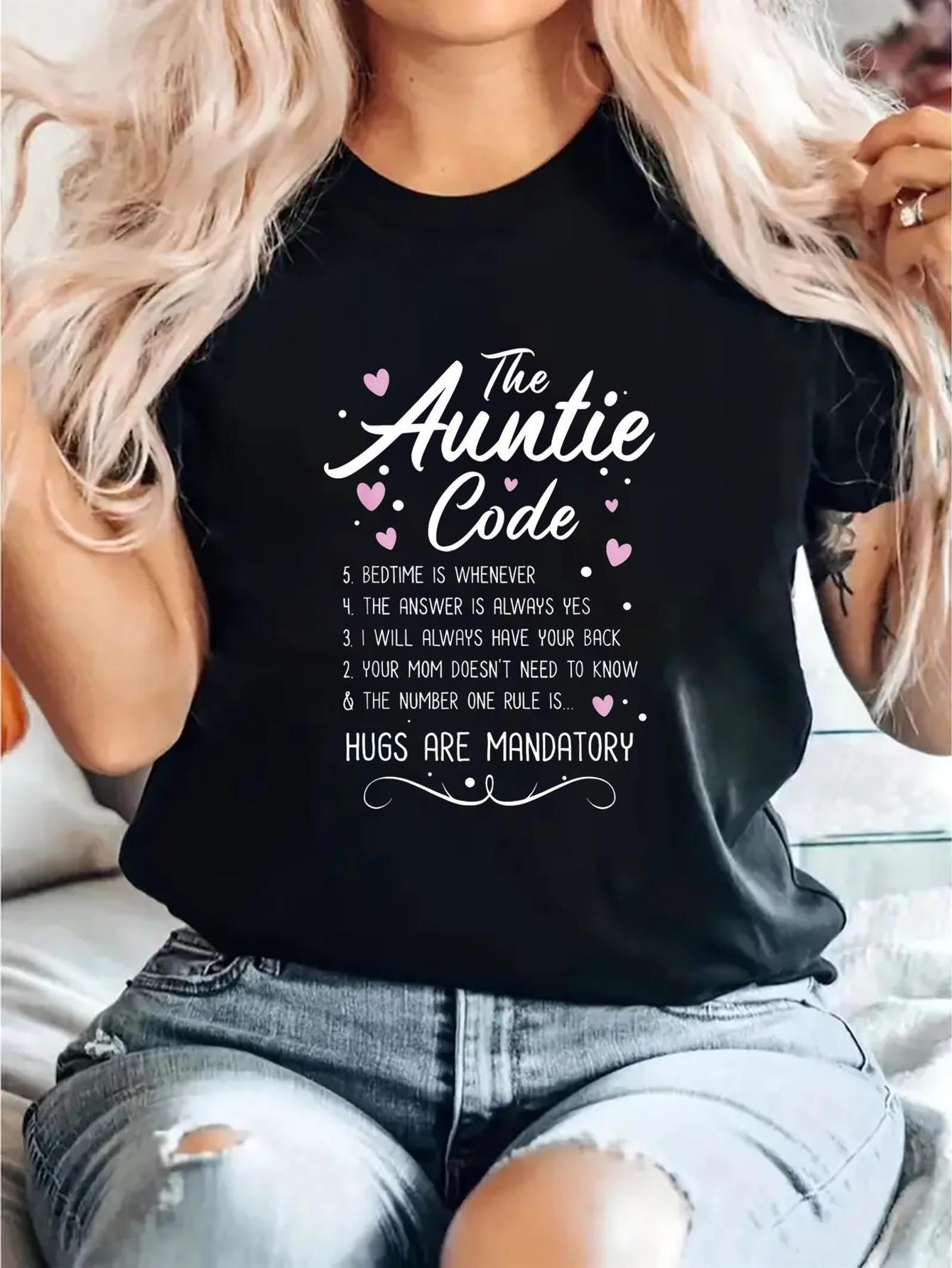 Women's Fun Auntie Themed T-Sh - Summer Clothing Gifts review and price