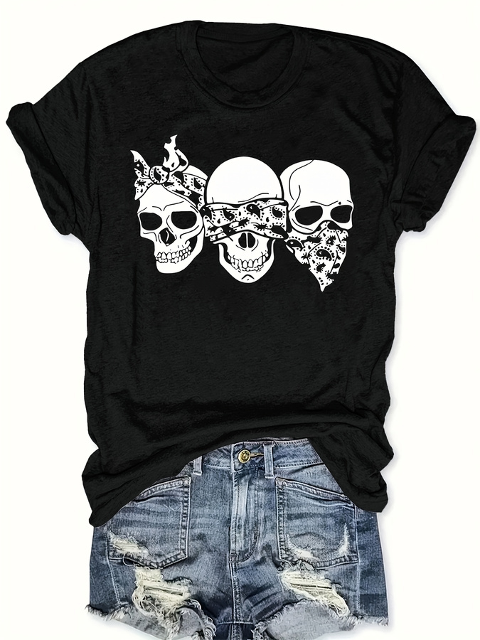 Happy Cartoon Skull T-Shirt, L - Summer Clothing Trends 2025 review and price