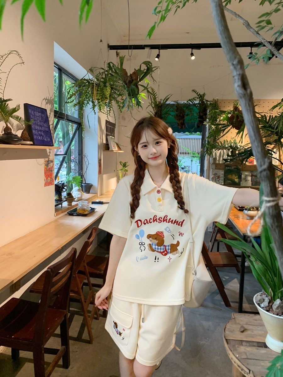 Kawaii Embroidery Dog Japan St - Summer Clothing In Japan review and price
